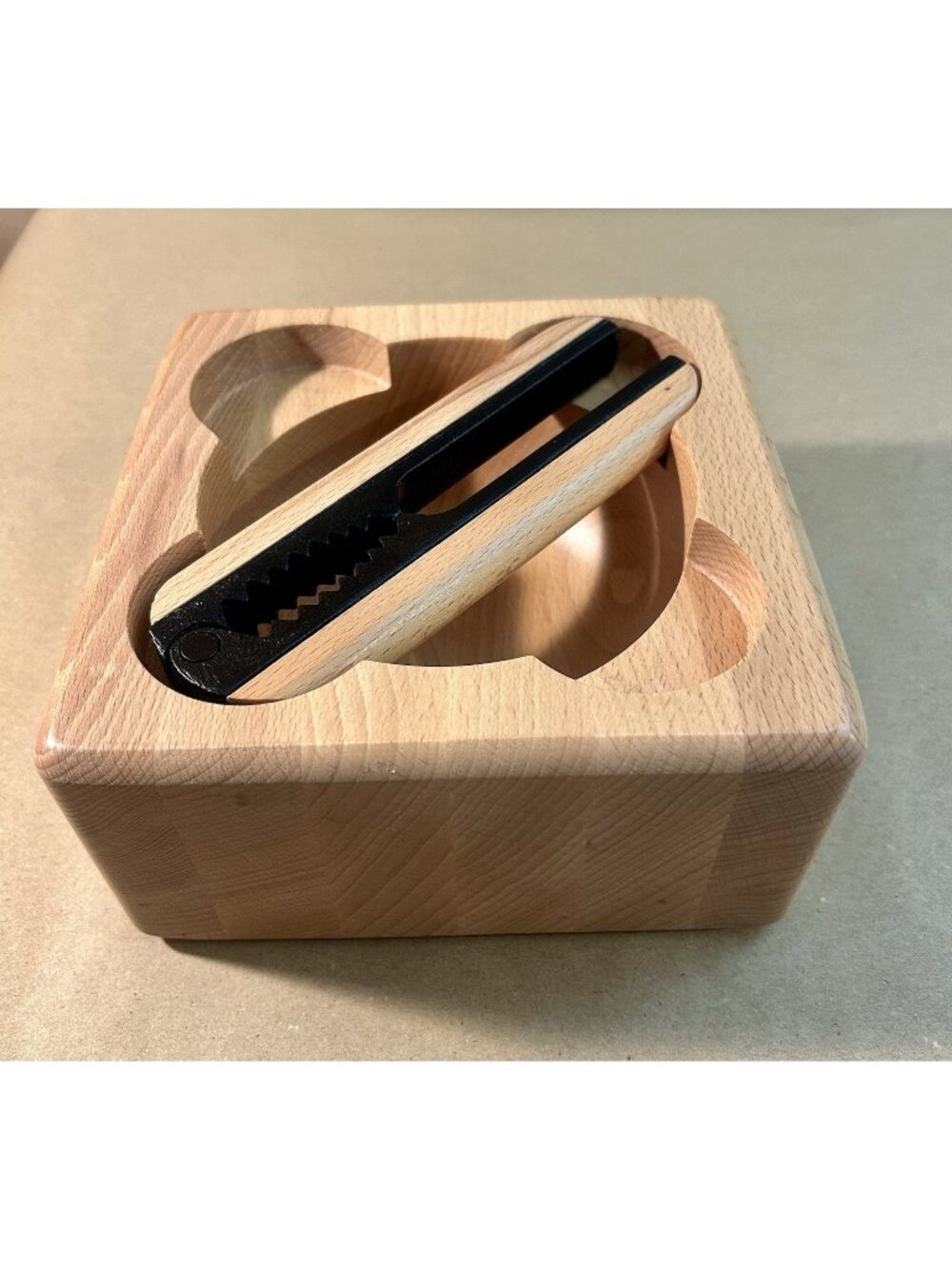 Bodum Wood Bowl with Nutcracker- F. Digsmed, Made in Denmark- 7" x 7" x 3.5"
